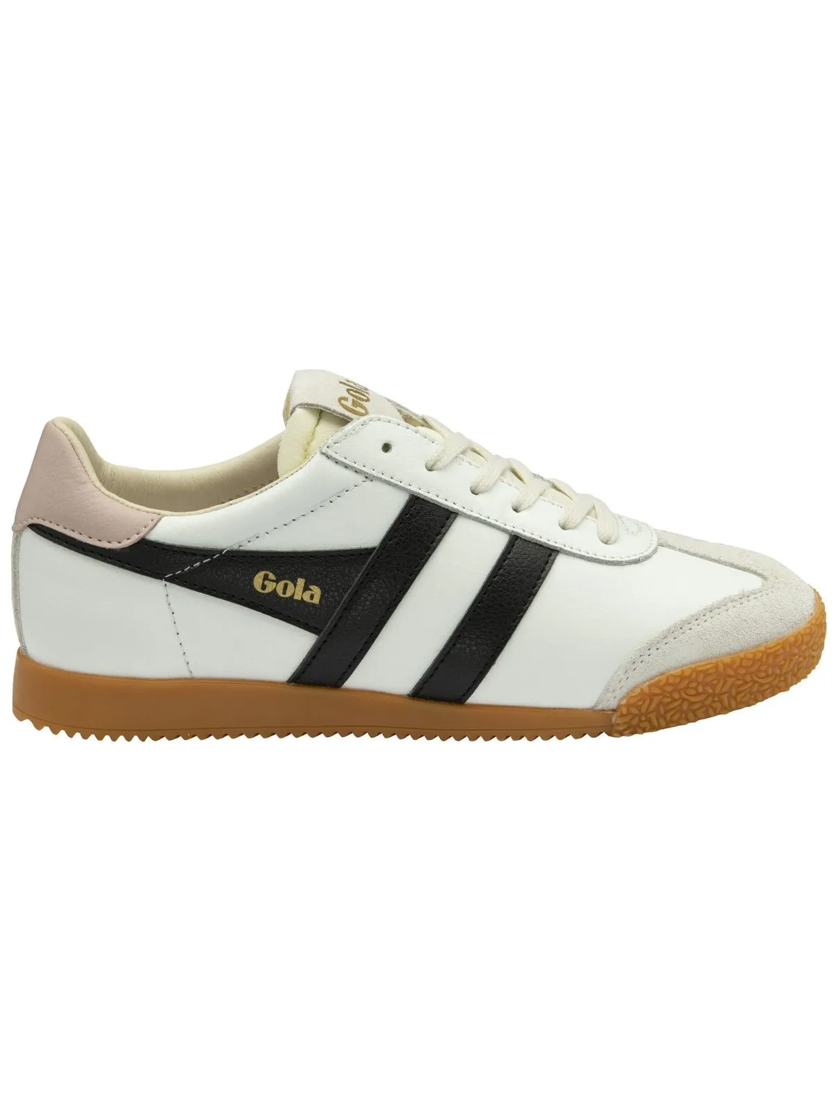 Gola Elan Leather Sneaker in White/Black/Chalk Pink