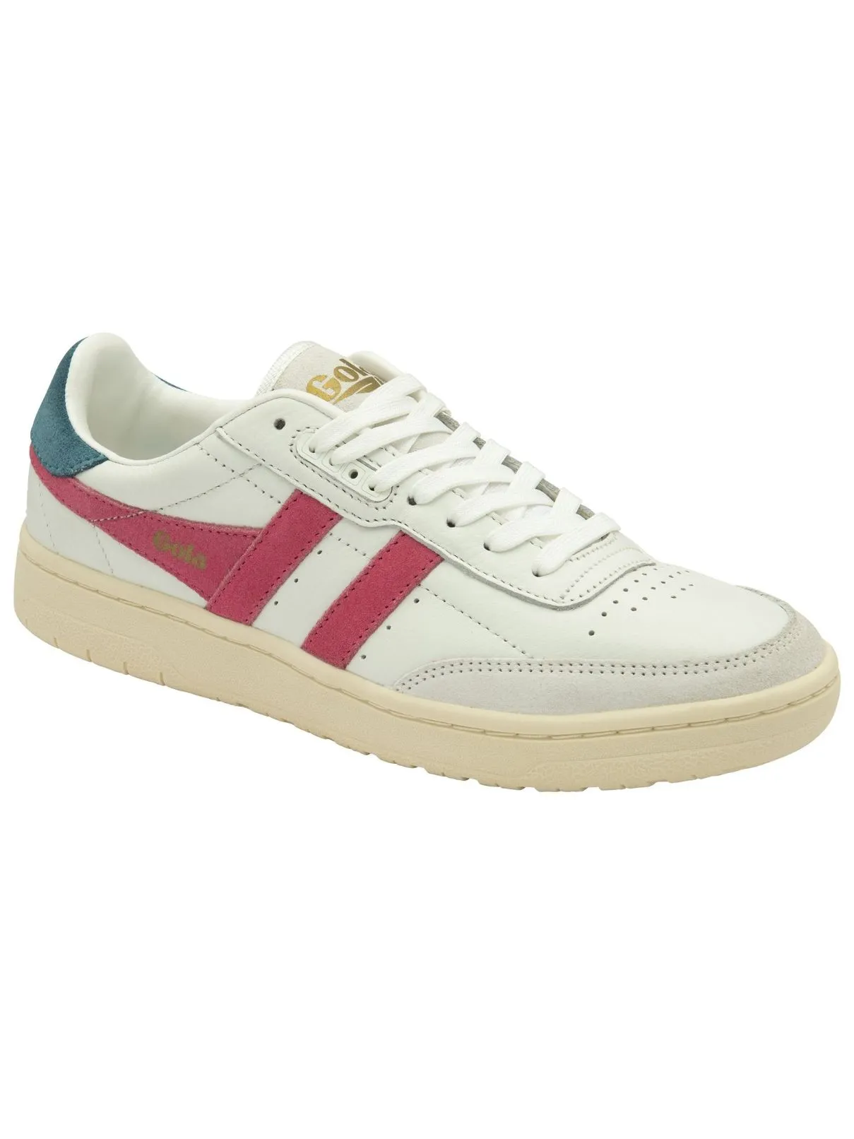 Gola Falcon Sneakers in White/Flouro Pink/Peacock