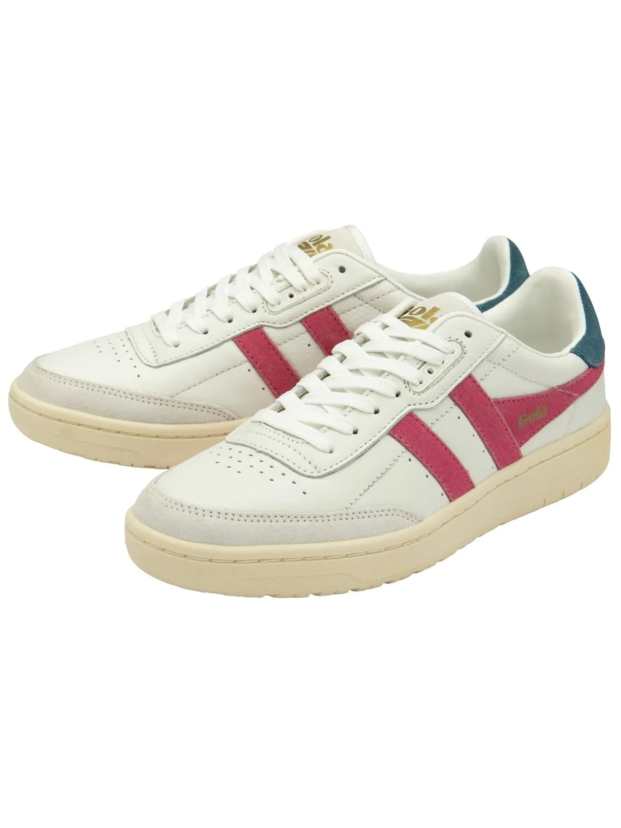 Gola Falcon Sneakers in White/Flouro Pink/Peacock