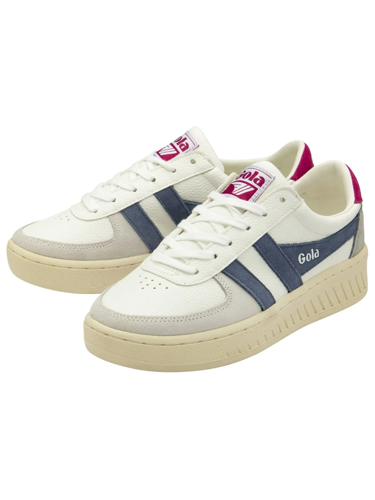 Gola Grandslam Trident Sneaker in White/Moonlight/Fuchsia