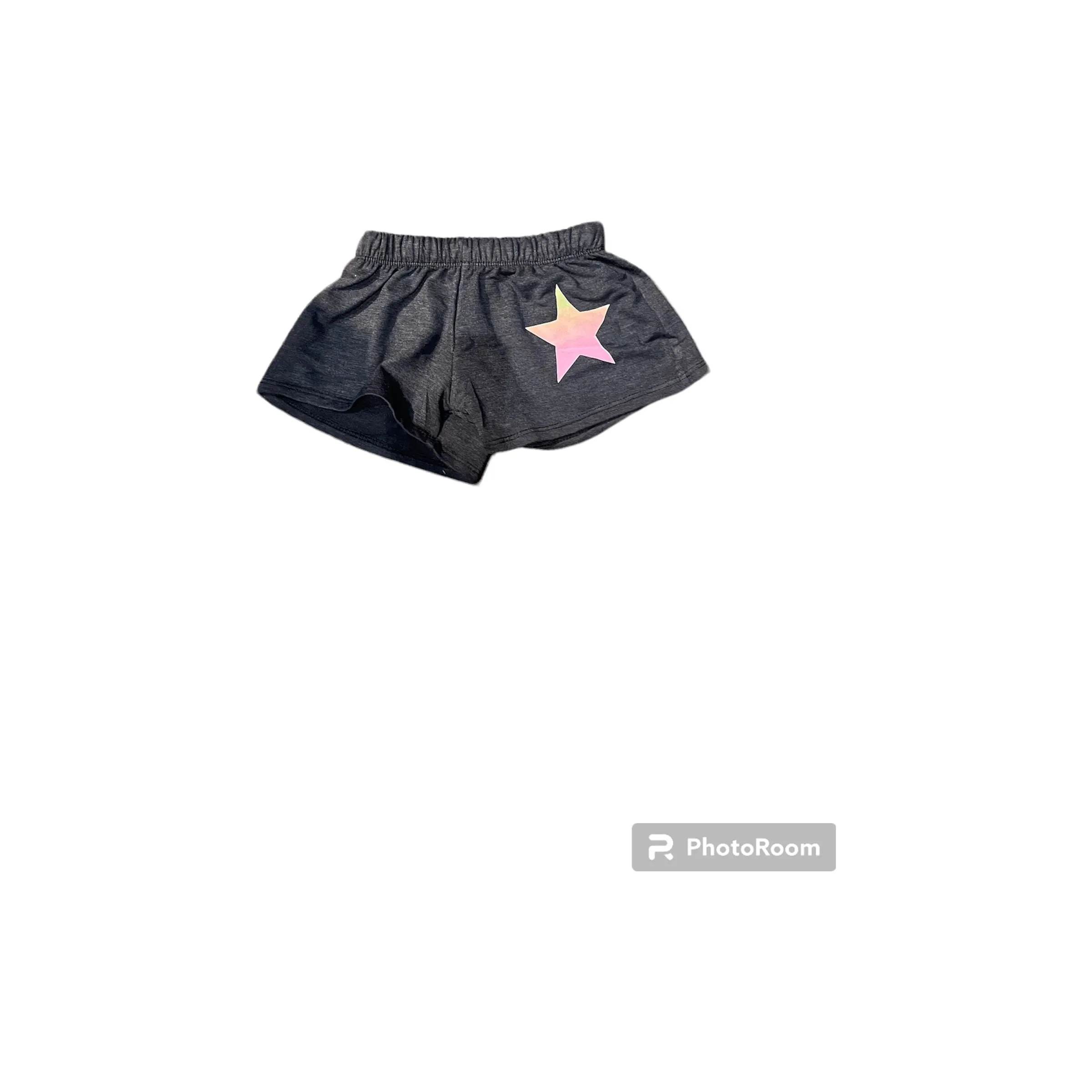 heather blk star sweat short