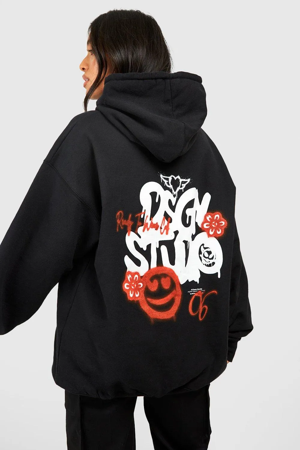 Hoodies & Sweatshirts | Petite Dsgn Studio Graffiti Back Print Hoodie | boohoo