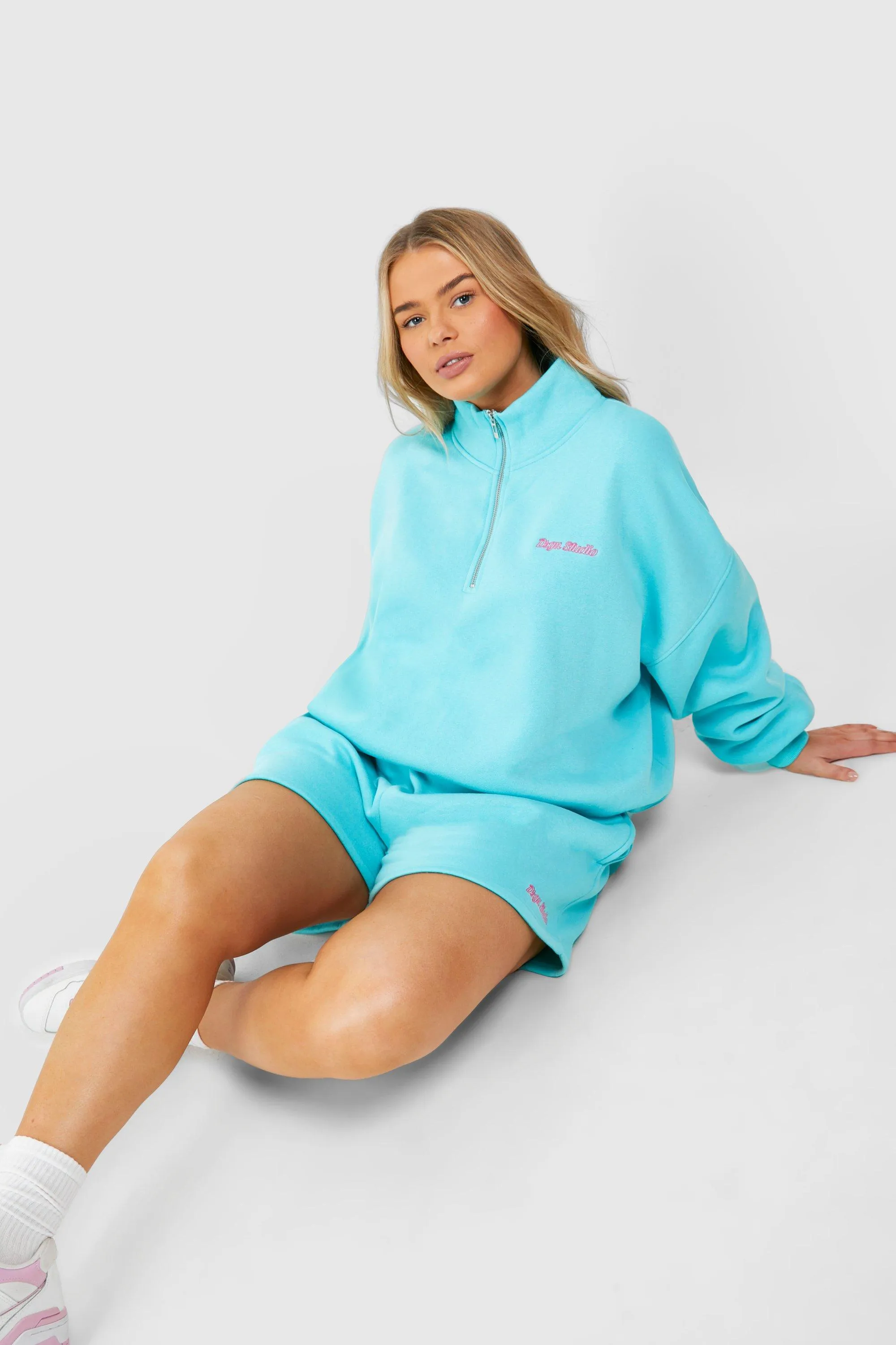 Hoodies & Sweatshirts | Plus Dsgn Studio Script Oversized Half Zip Sweatshirt | boohoo