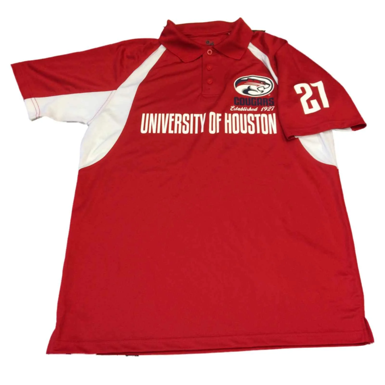 Houston Cougars Badger Sport Red Short Sleeve 3 Button Polo T-Shirt (L)