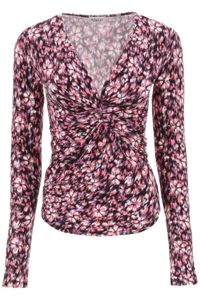 Isabel marant etoile lyss long sleeve jersey top HT0226FA A3K78E MIDNIGHT PINK