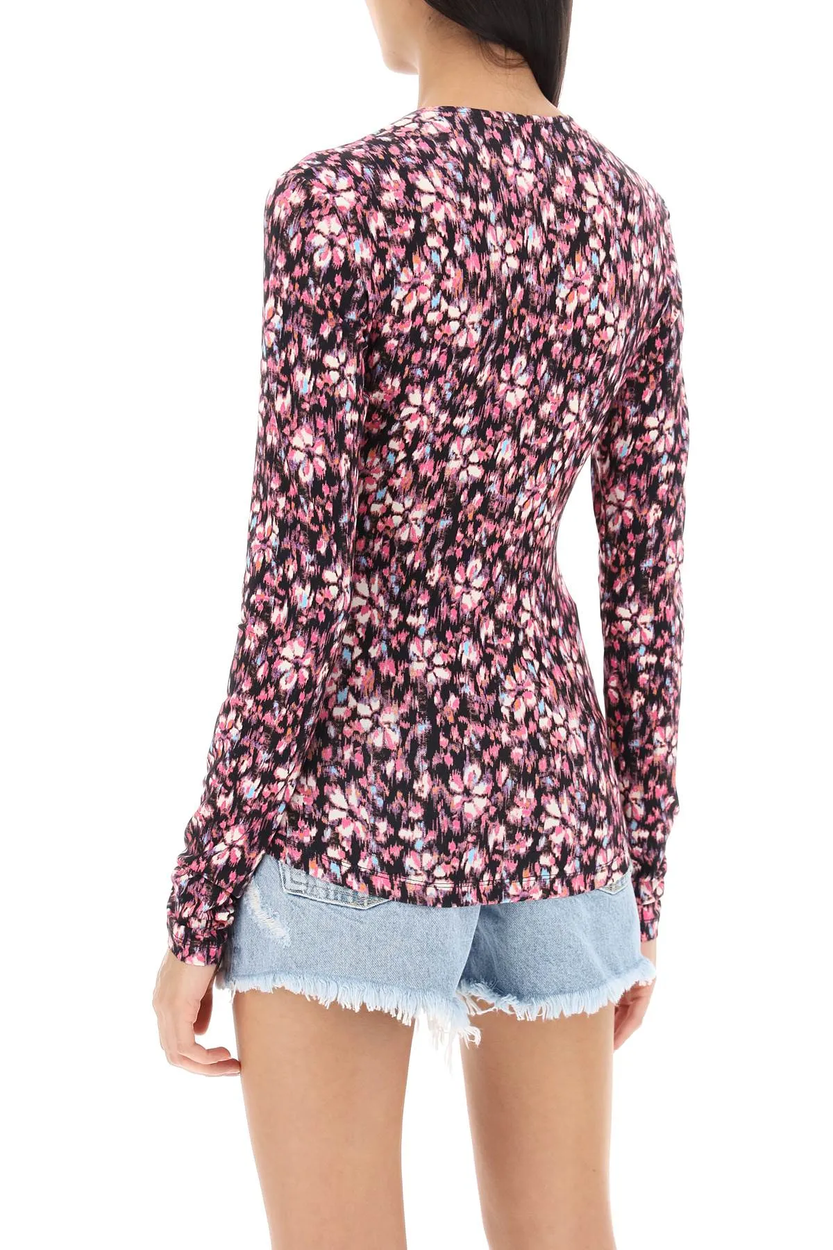 Isabel marant etoile lyss long sleeve jersey top HT0226FA A3K78E MIDNIGHT PINK