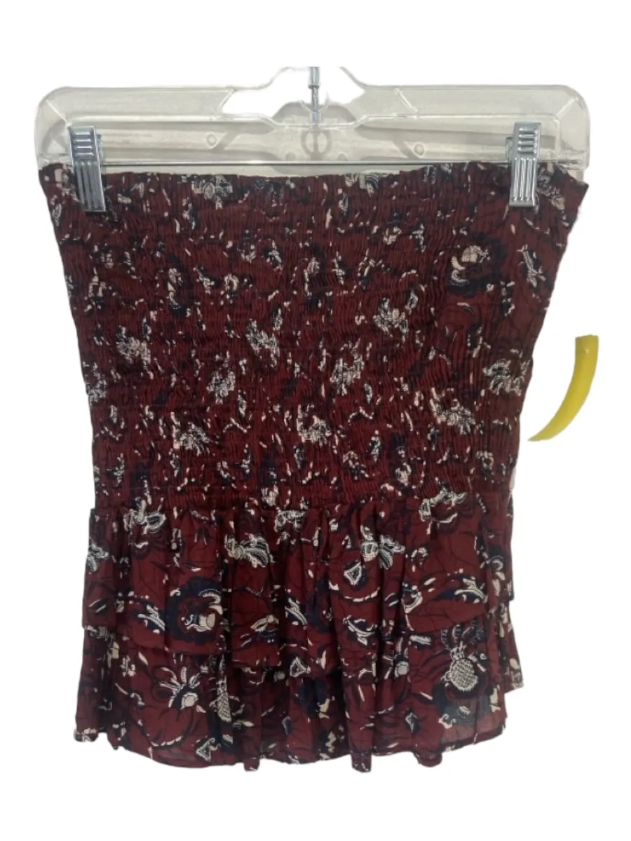 Isabel Marant Etoile Size 36 Red, Navy, Cream Cotton Botanical Print Skirt