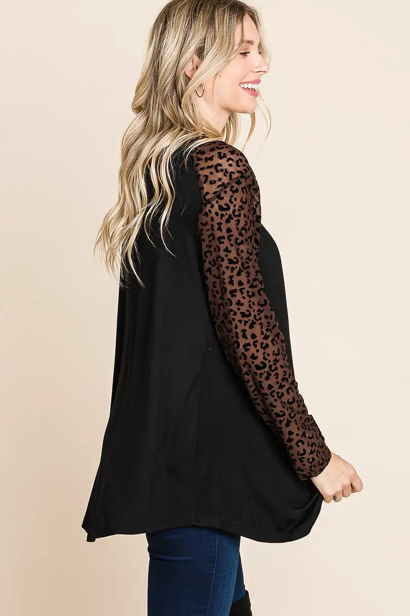 Just a Flirt Lace Detail Long Sleeve Top - Chocolate