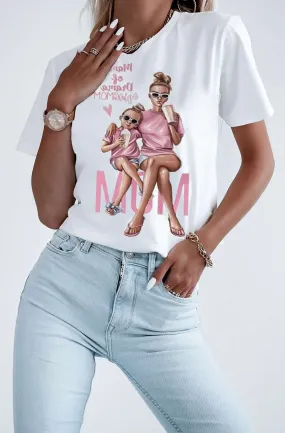 Justine Ivory Graphic ''MOM'' Print Shirt