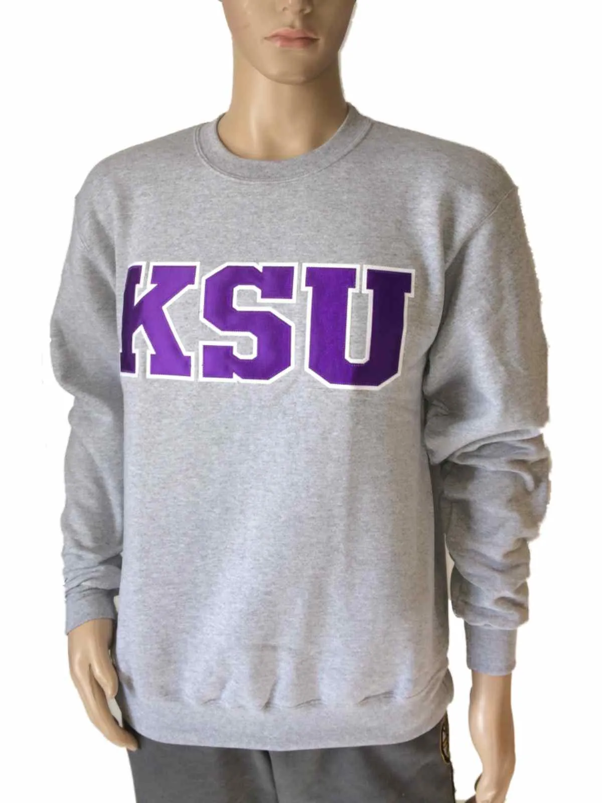 Kansas State Wildcats Champion Eco Fleece Gray Crew Pullover Sweatshirt (L)