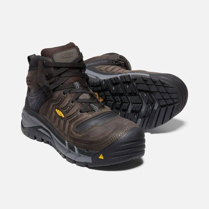 Keen Utility Mens Kansas City Mid Carbon Toe Waterproof Work Boot- Coffee Bean/Black