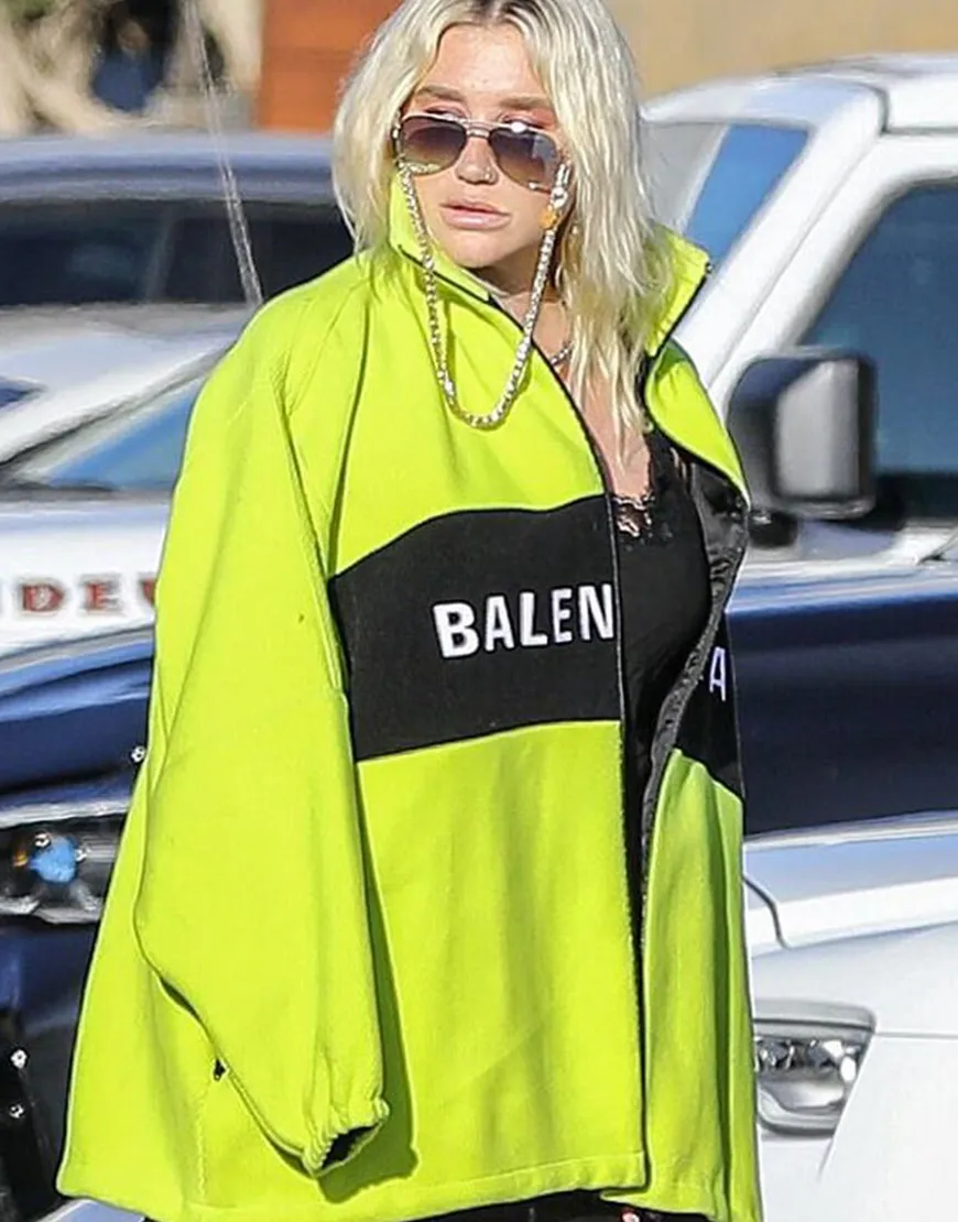 Kesha Balenciaga Green Jacket | Women's NewArrivals | Ujackets.com