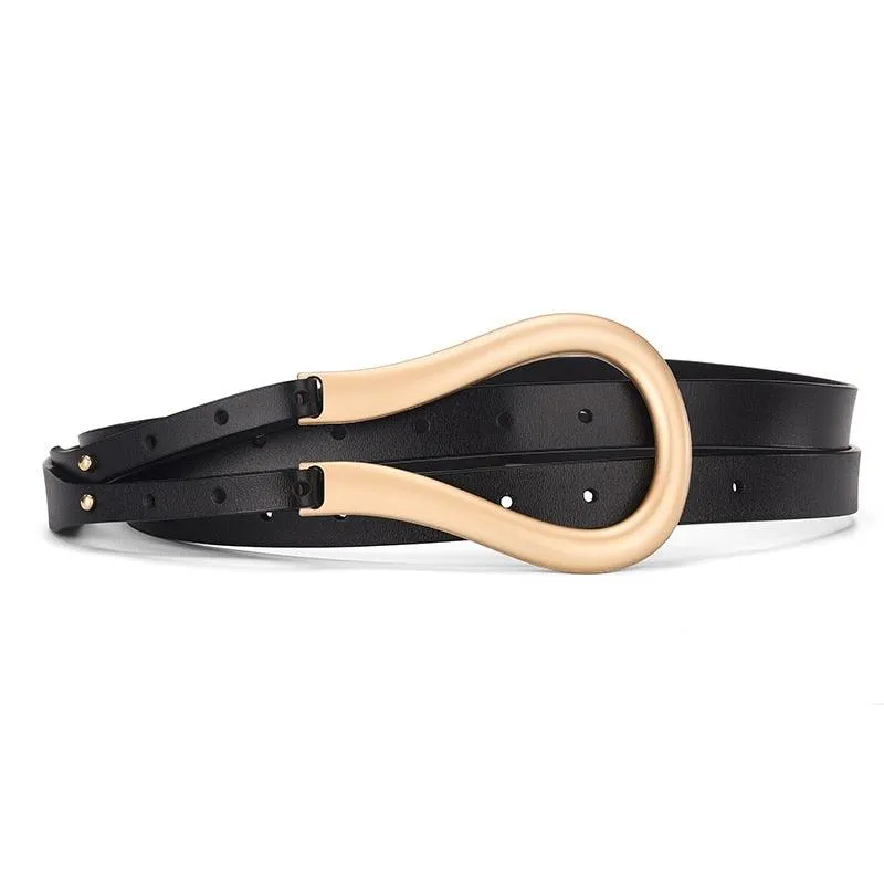 Light luxury personality curved metal horseshoe buckle large U-shaped Belt