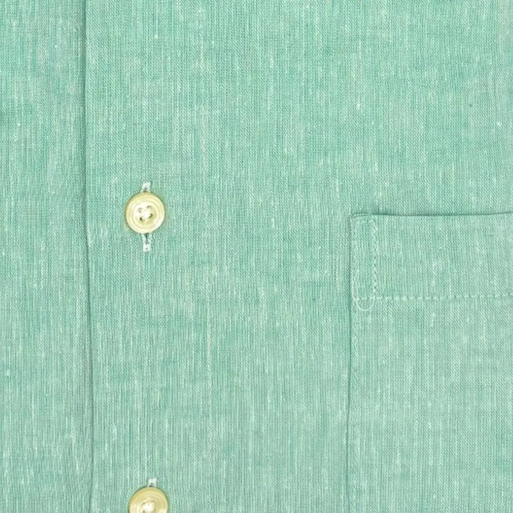 Linen and Cotton Short Sleeve Sport Shirt in Mint by Viyella