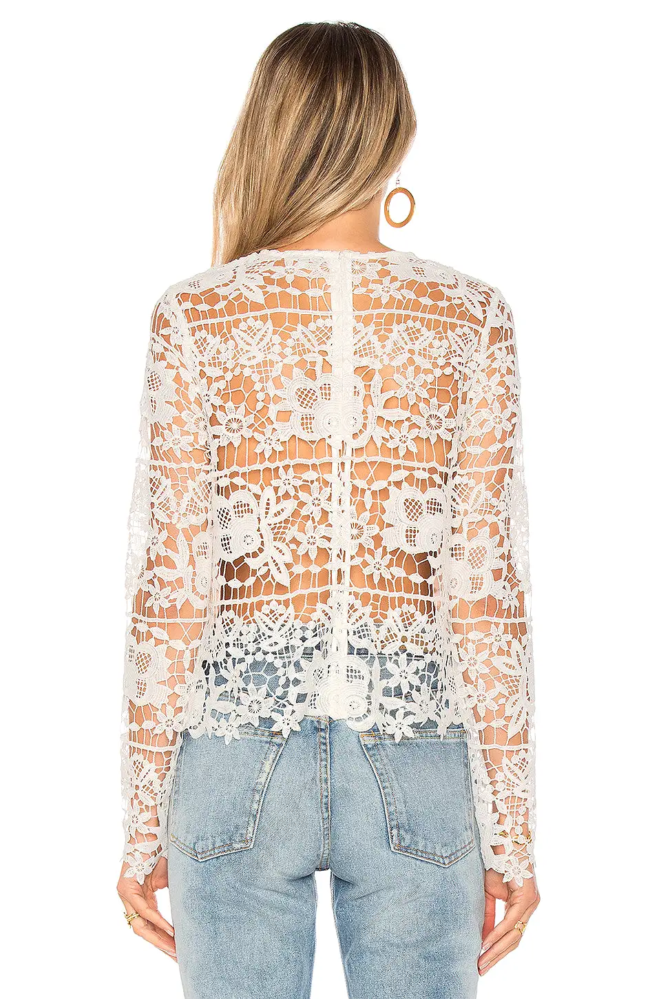 Lovers + Friends Lotus White Lace Top