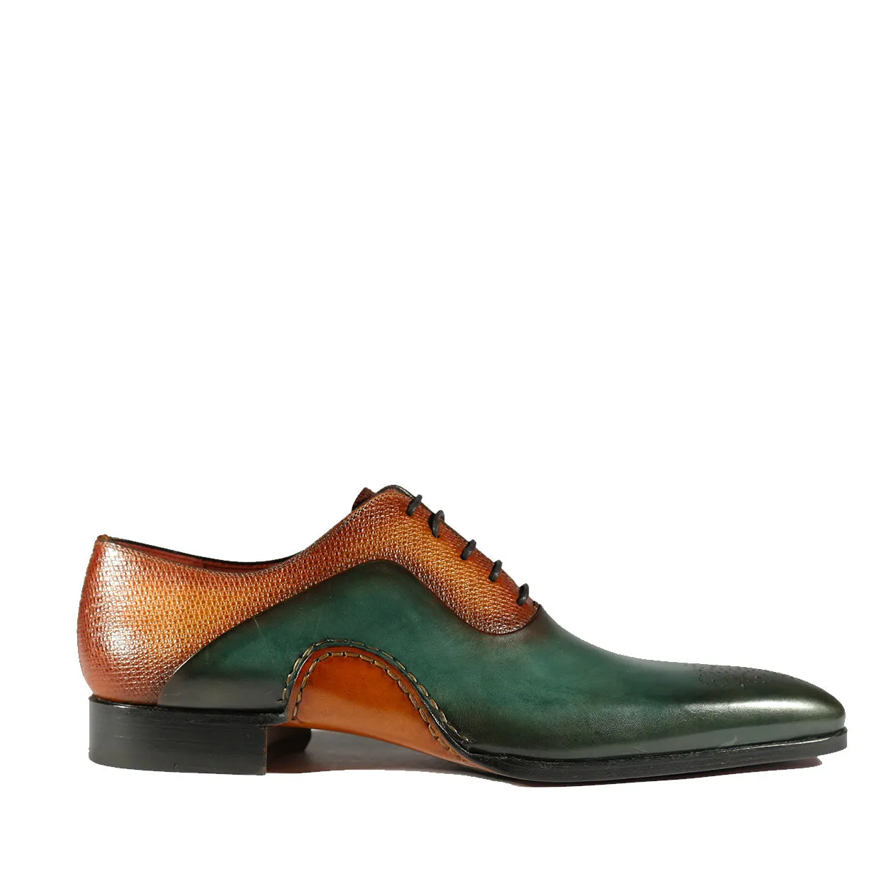 Magnanni 20120 Sanchez II Men's Shoes Brown & Green Grabado Print / Calf-Skin Leather Oxfords (MAGS1090)