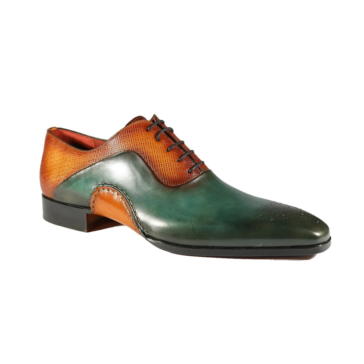 Magnanni 20120 Sanchez II Men's Shoes Brown & Green Grabado Print / Calf-Skin Leather Oxfords (MAGS1090)