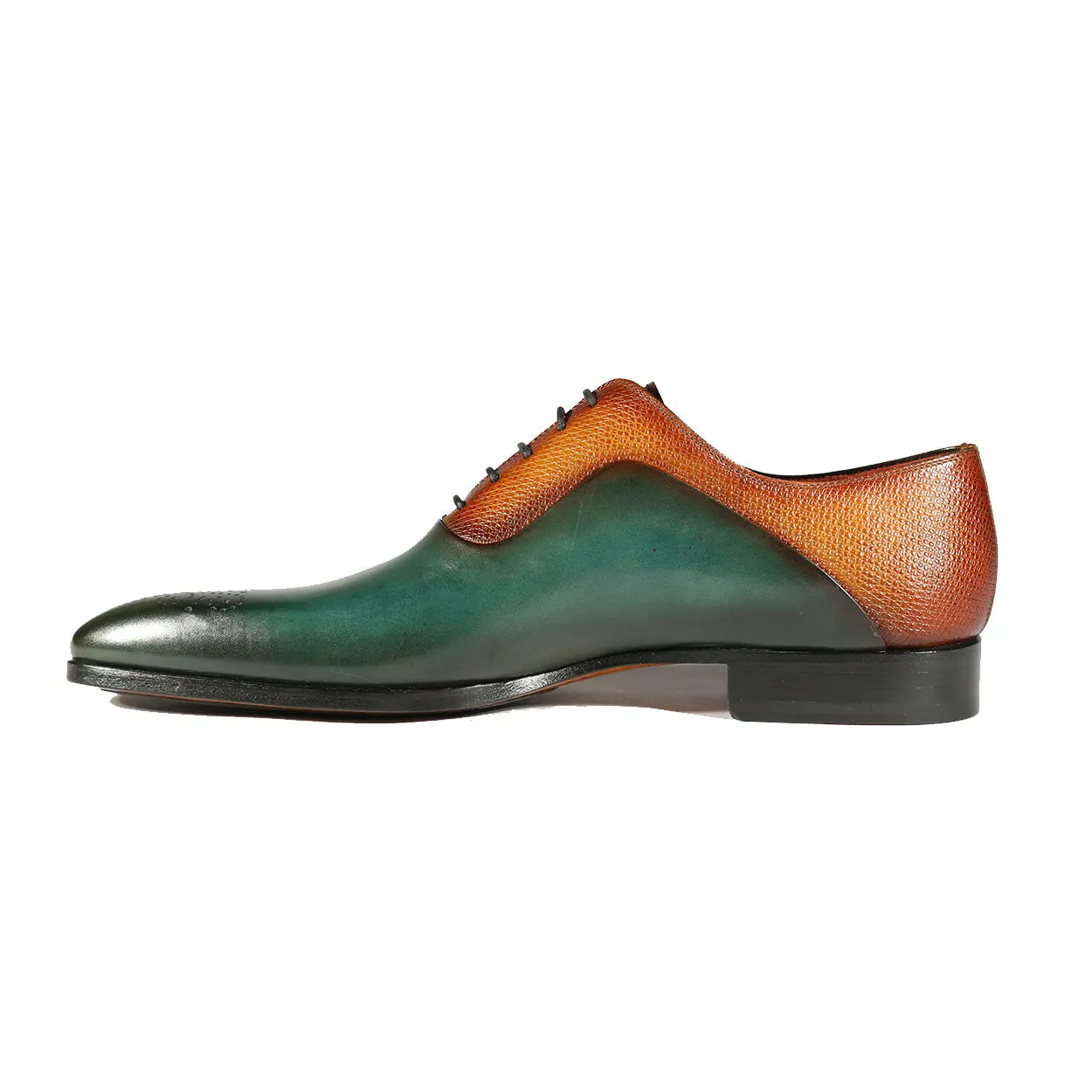 Magnanni 20120 Sanchez II Men's Shoes Brown & Green Grabado Print / Calf-Skin Leather Oxfords (MAGS1090)