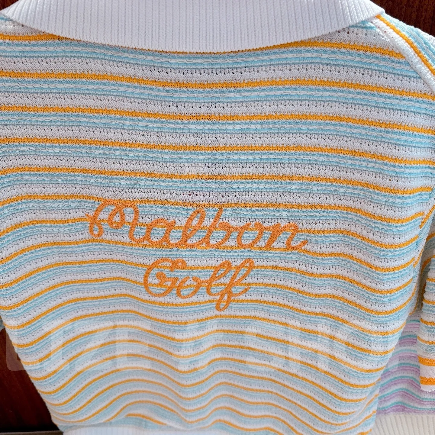 Malbon Golf  |Stripes Casual Style Sweat Street Style Plain Short Sleeves