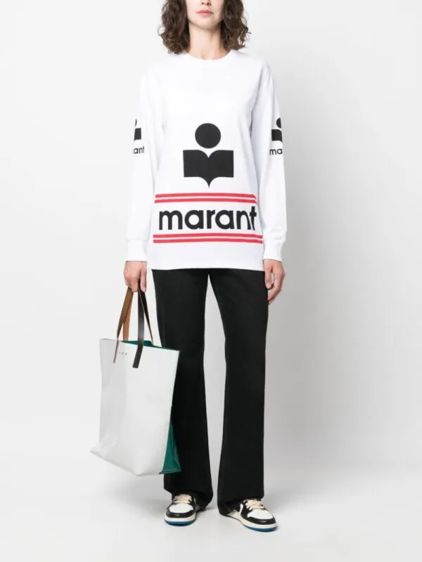 Marant Etoile Gianna Long Sleeve T Shirt White | Luxury and style at your fingertips