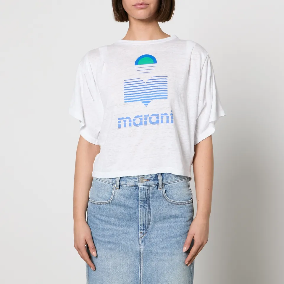 Marant Etoile Kyanza Logo-Print Linen T-Shirt - XS | Coggles