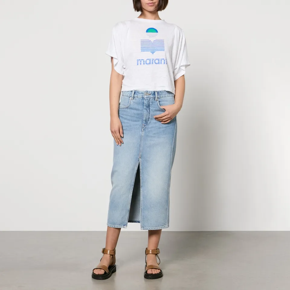 Marant Etoile Kyanza Logo-Print Linen T-Shirt - XS | Coggles