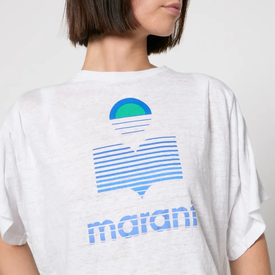 Marant Etoile Kyanza Logo-Print Linen T-Shirt - XS | Coggles