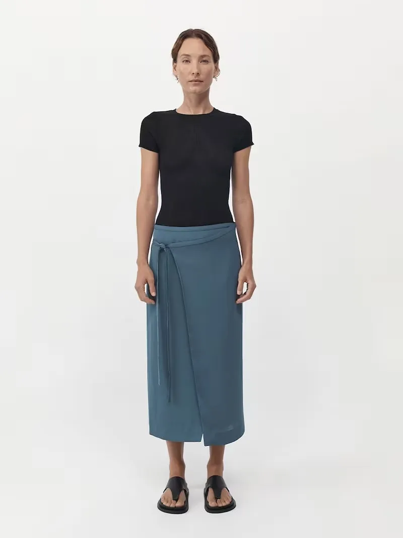 Midi Wrap Skirt - Slate