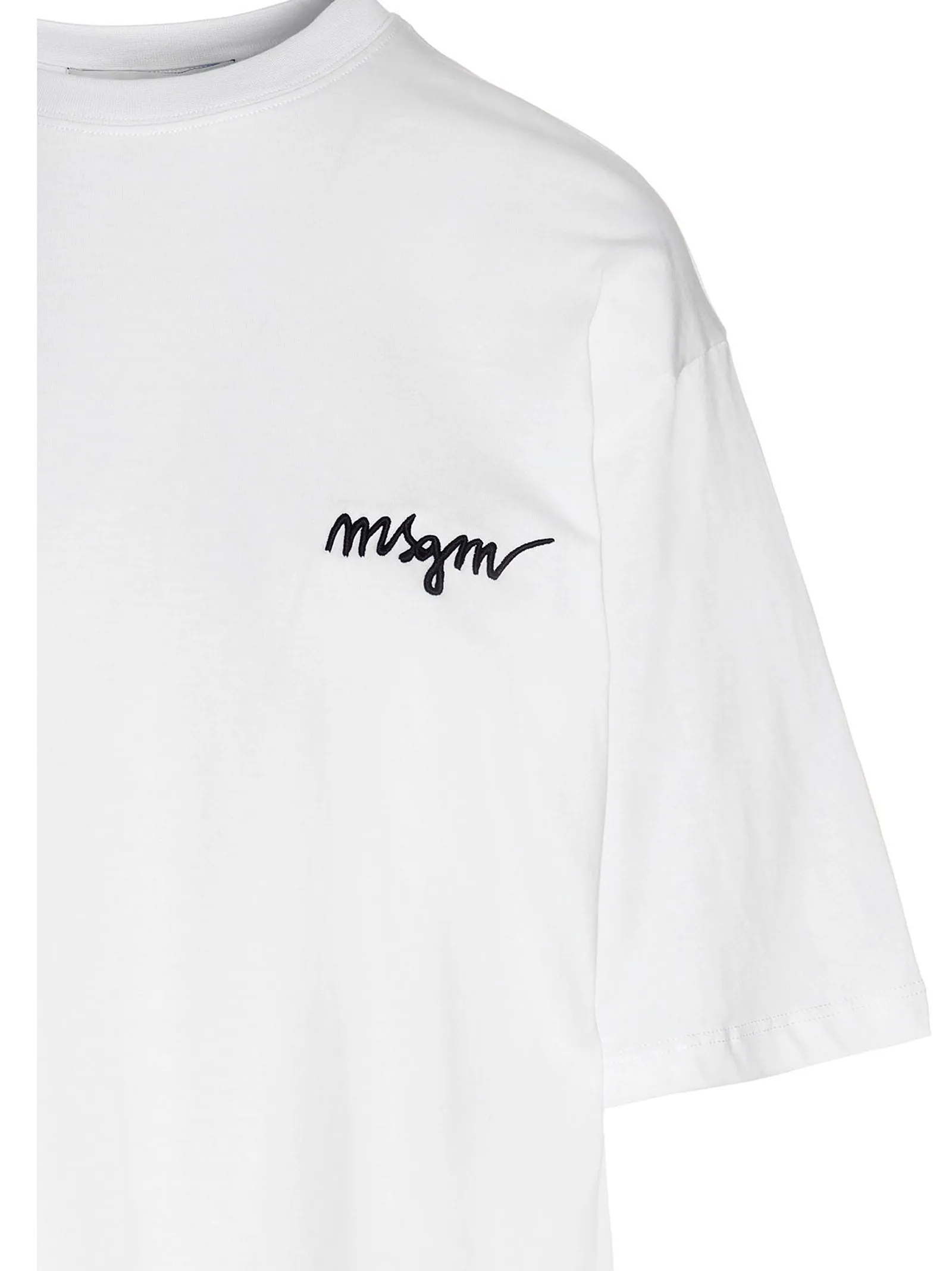 MSGM Logo Embroidered Graphic Back Print T-Shirt