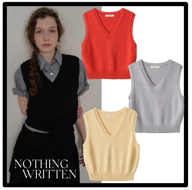 NOTHING WRITTEN  |Sweat Street Style Short Sleeves Logo V-neck & Crew neck