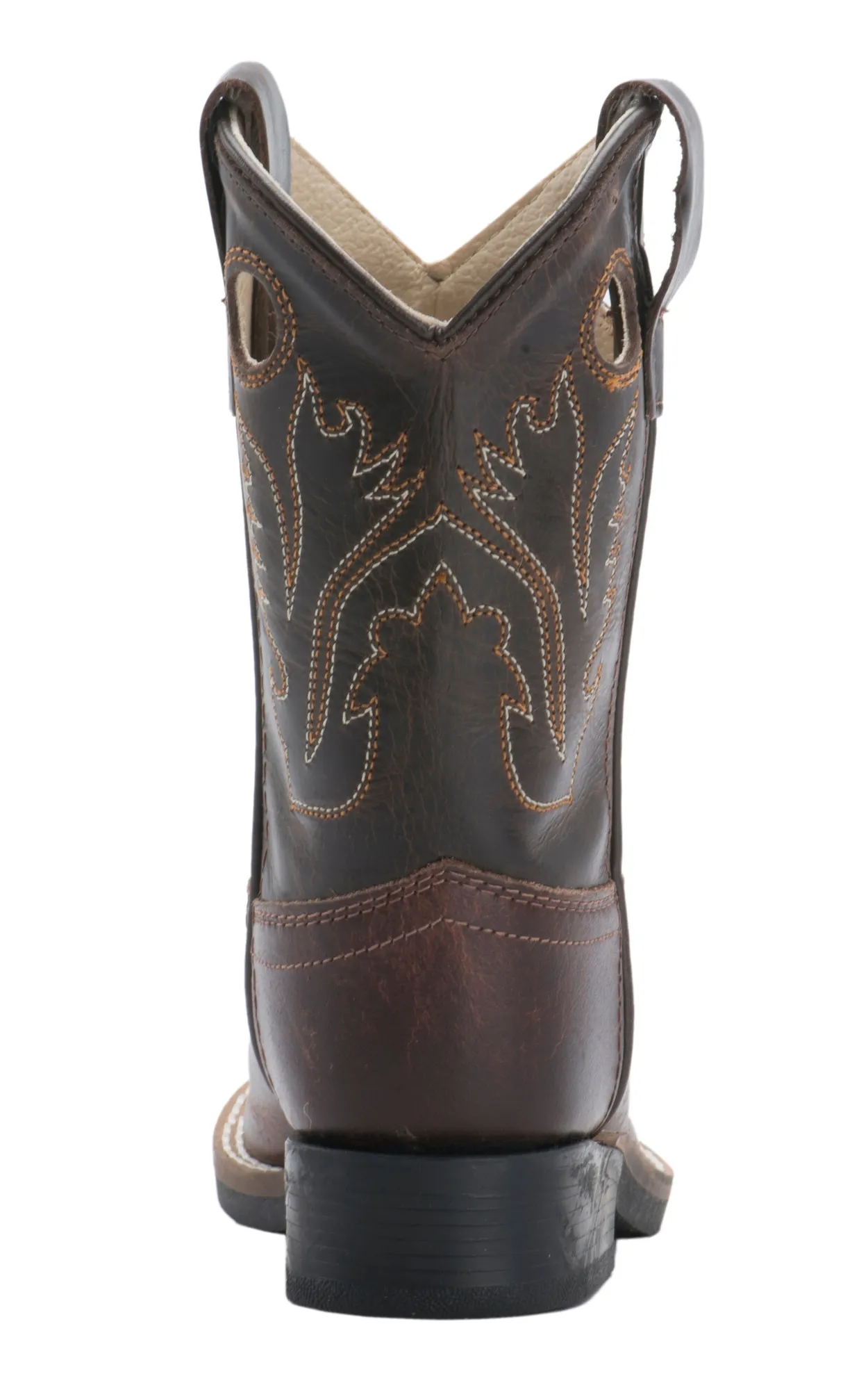 Old West Toddler Brown and Dark Brown Corona Calf Leather Square Toe Cowboy Boots