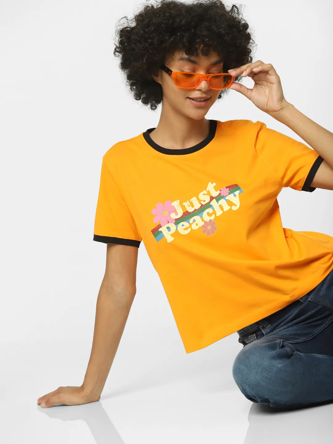 Orange Graphic Print T-shirt