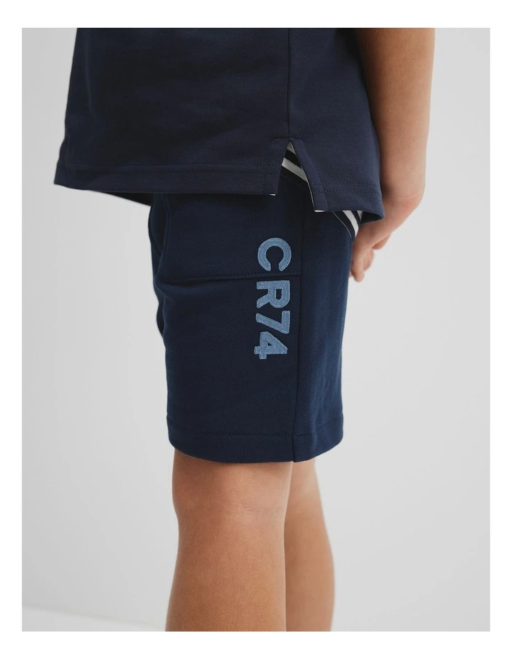 Organically Grown Cotton Logo Sweat Short in Navy