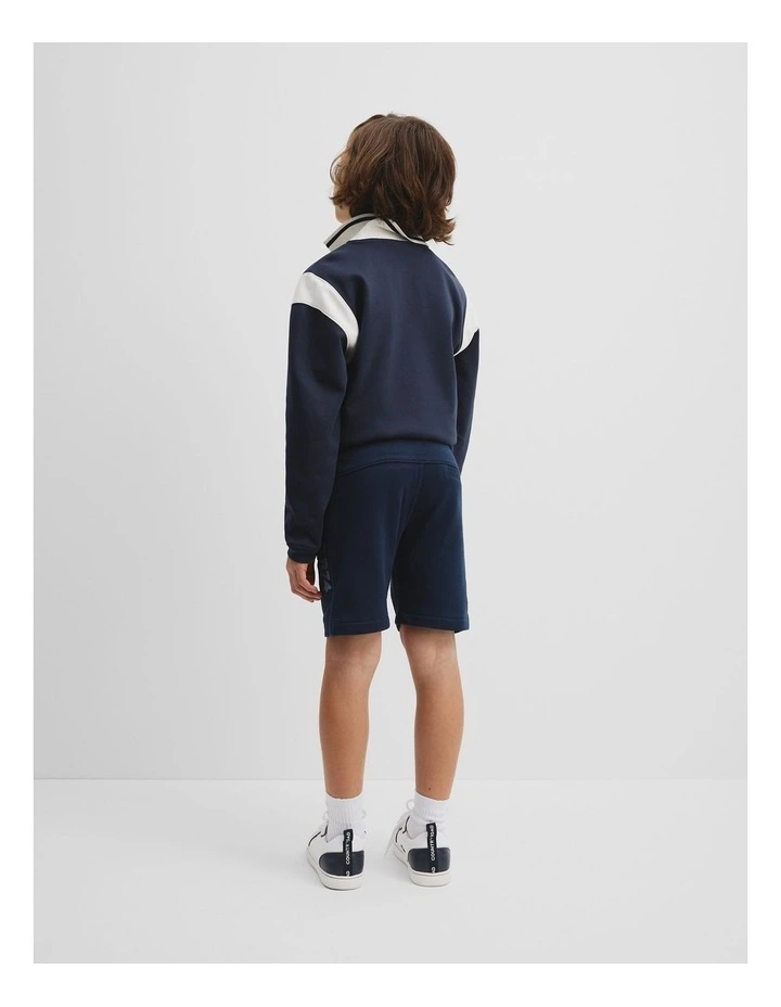 Organically Grown Cotton Logo Sweat Short in Navy