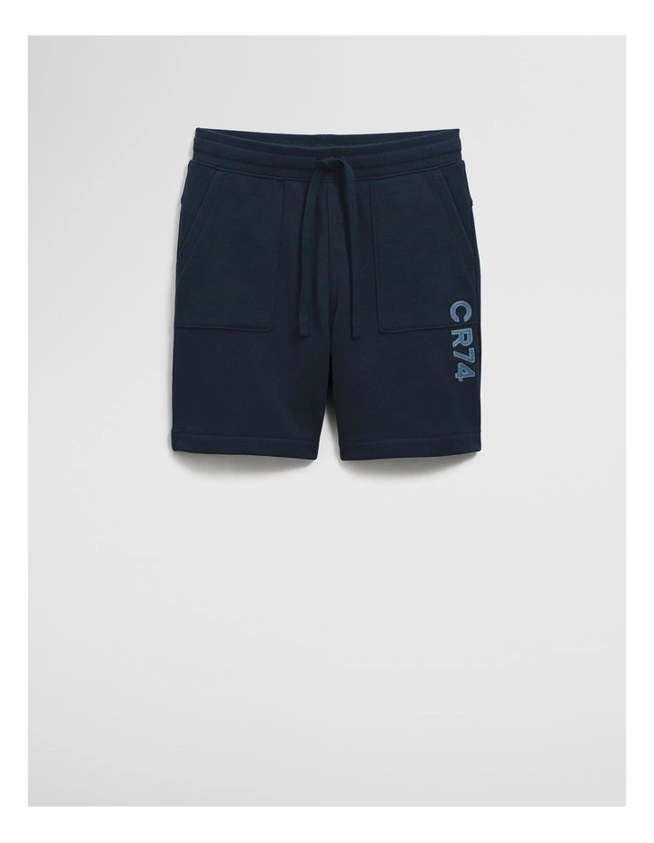 Organically Grown Cotton Logo Sweat Short in Navy