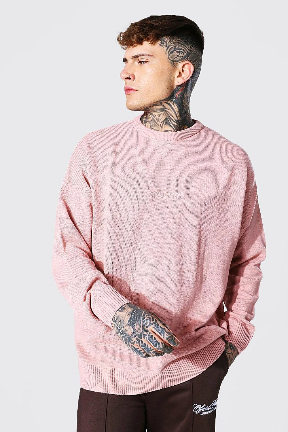 Oversized Ofcl Man Tonal Embroidered Sweater