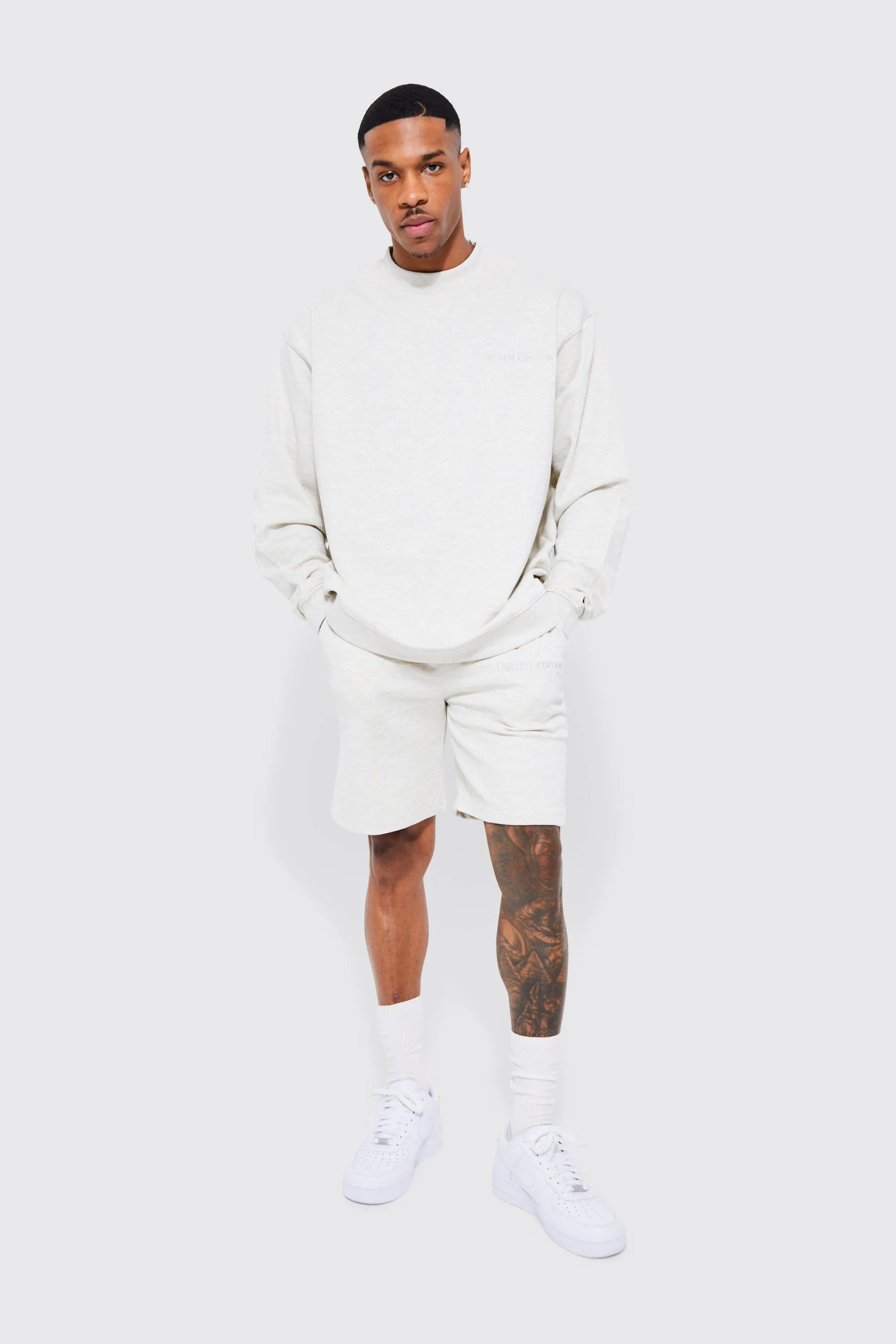 Oversized Premium Sweat Short Tracksuit | boohooMAN UK