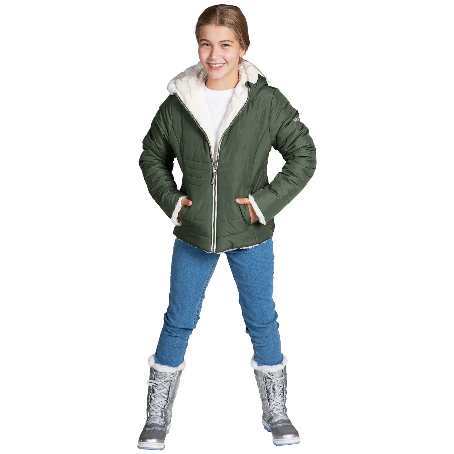 Pacific Trail Girls' Quilted Reversible Jacket