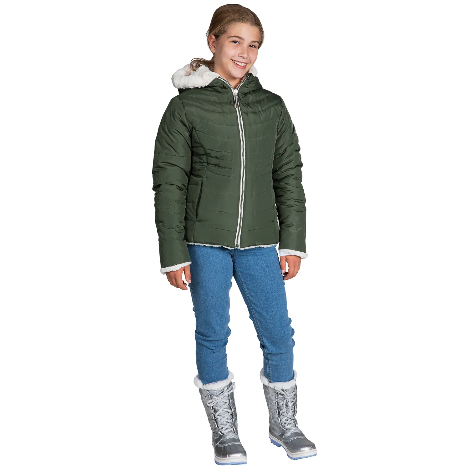 Pacific Trail Girls' Quilted Reversible Jacket