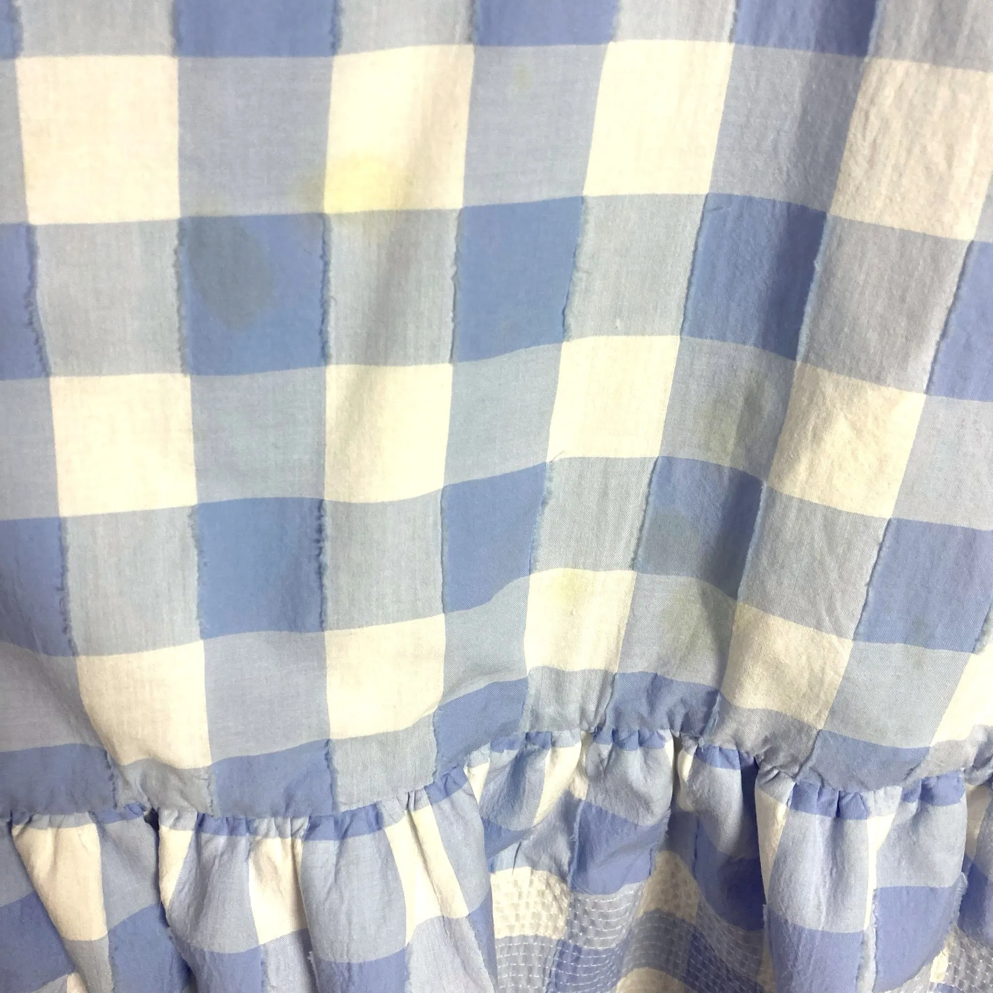 Persifor Light Blue/White Gingham with Tie Belt and Ruffle Hem Dress- Size XL (see notes)