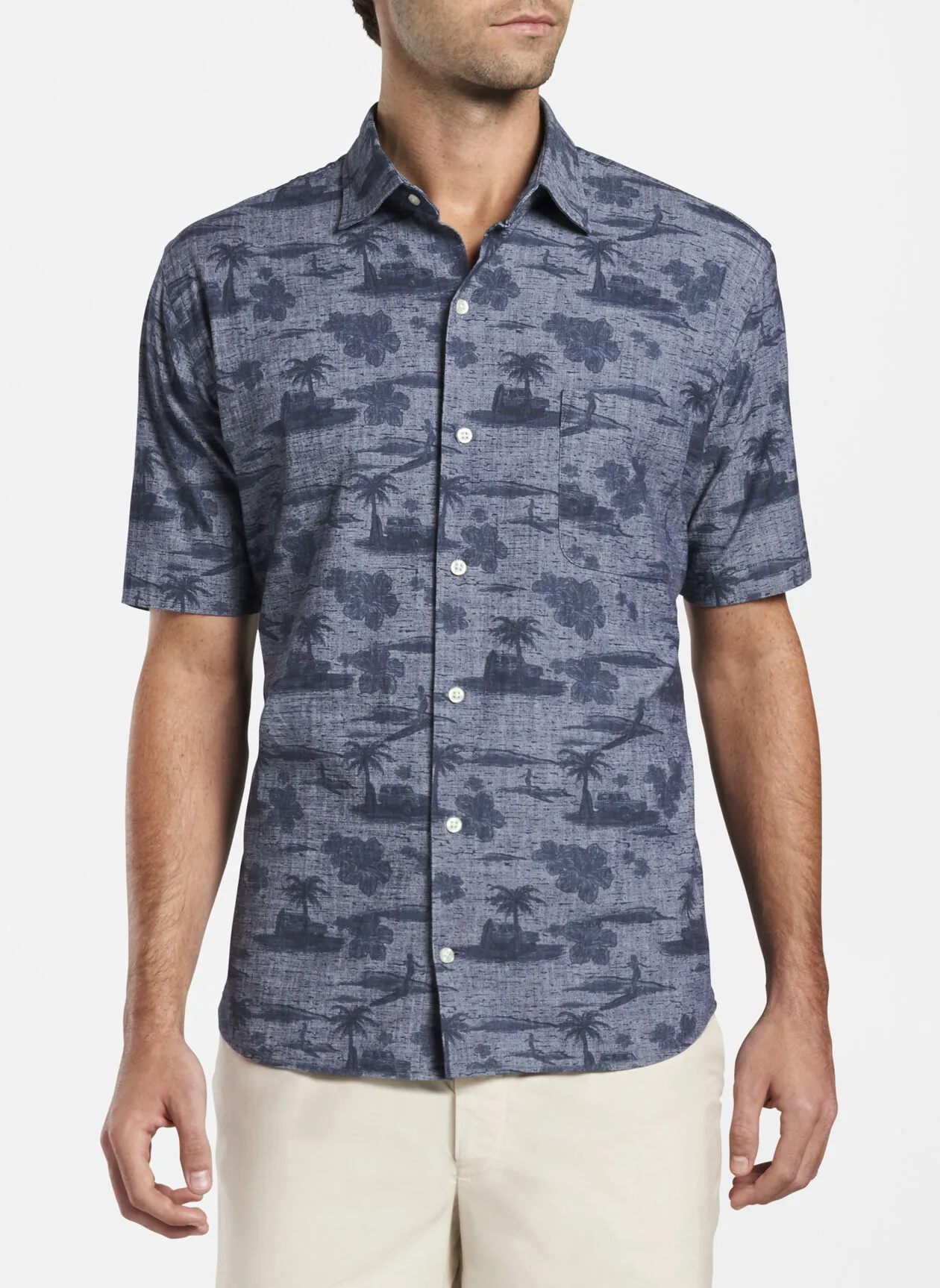 PETER MILLAR Lanai Landscape Cotton-Blend Short-Sleeve Sport Shirt