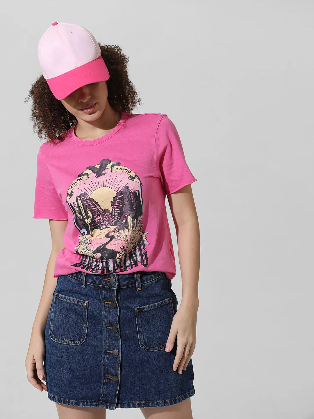 Pink Graphic Print T-shirt