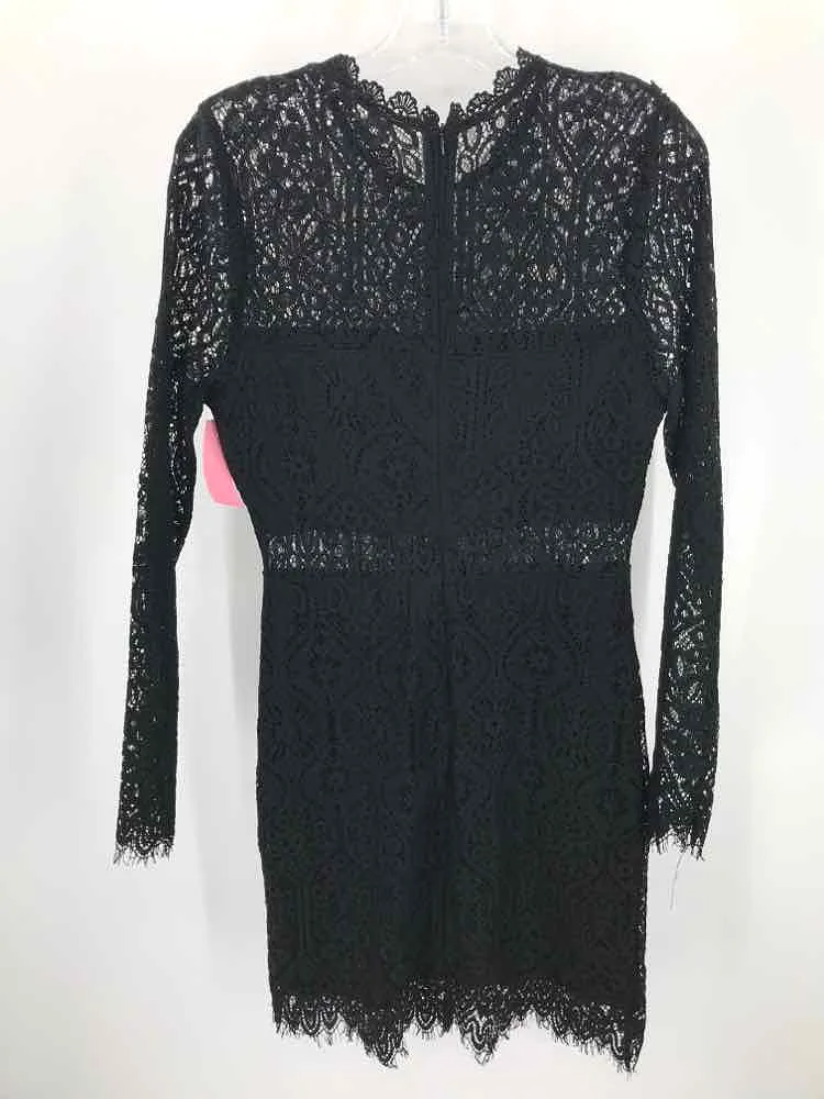 Pre-Owned Lulus Black Size Medium Lace Knee Length Long Sleeve Dress