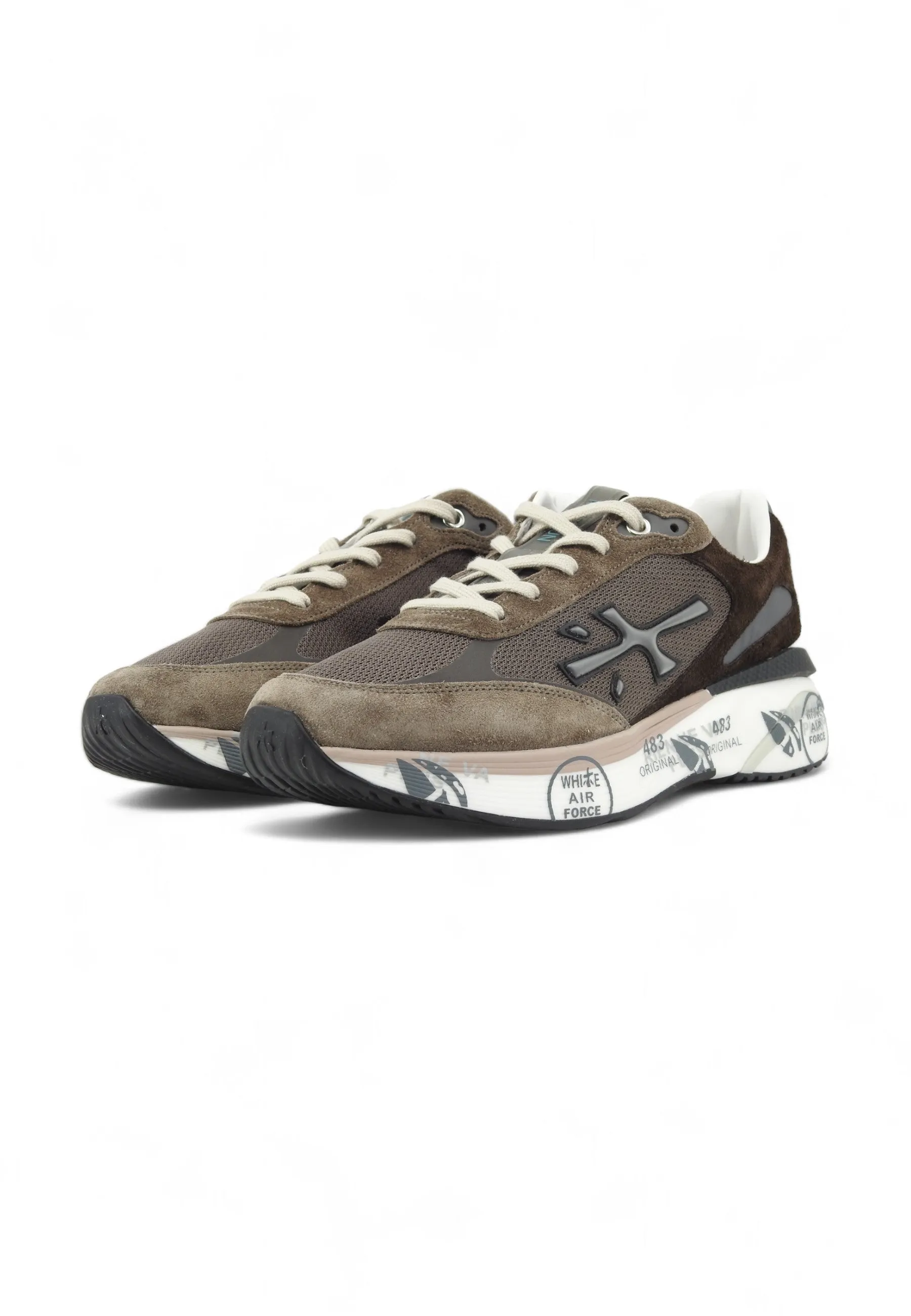 PREMIATA Running Suede Sneaker Uomo Brown Grey MEORUN-6446