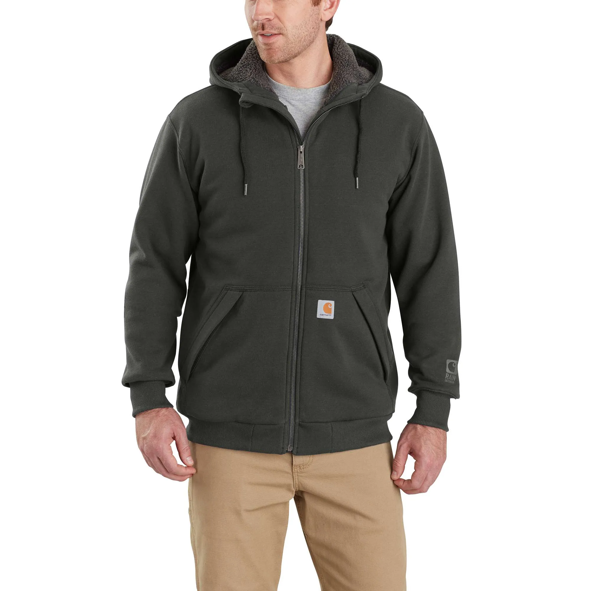 Rain Defender Relaxed Fit Midweight Sherpa-Lined Full-Zip Sweatshirt