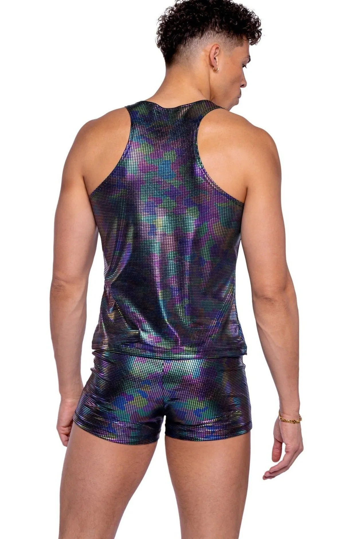 Rainbow Shimmer Camouflage Shorts with Drawstrings