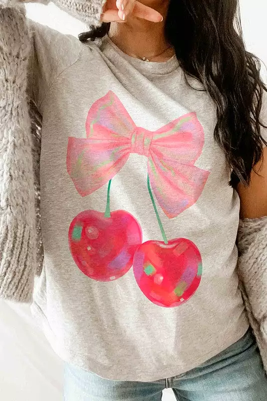 RETRO CHERRY WITH RIBBON Graphic T-Shirt