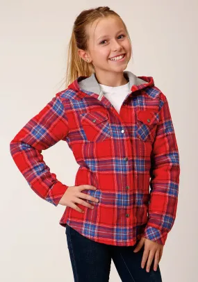 Roper Girls Thermal Lined Flannel Red 100% Cotton Cotton Jacket