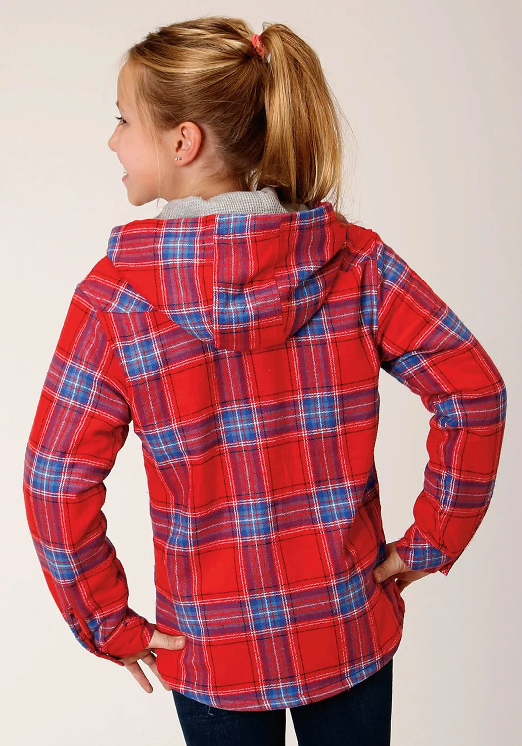 Roper Girls Thermal Lined Flannel Red 100% Cotton Cotton Jacket