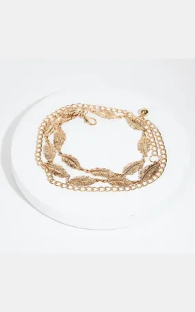 Rose Marie Metallic Leaf Chain Link Belt